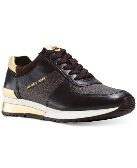 michael kors allie trainer black leather|Michael Kors allie trainer sneakers.